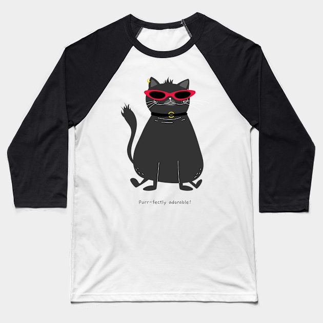 Purr-fectly adorable! Baseball T-Shirt by Sam's Shirt Barn